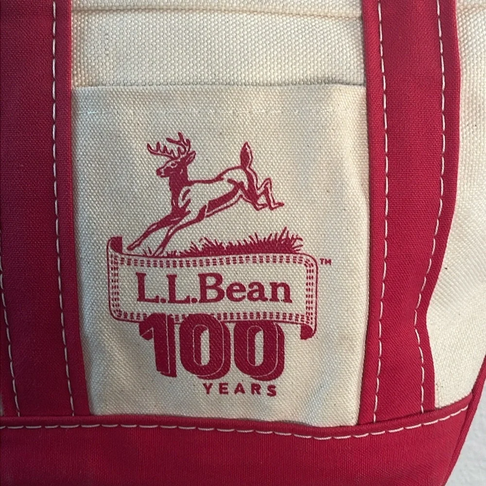 LL Bean 100 Years Anniversary Mini Boat and Tote Bag Red Canvas USA
